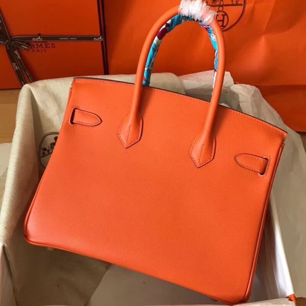 Replica Hermes Birkin 30 Handmade Bag In Orange Epsom Leather Replica Hermes Birkin 30 Handmade Bag In Orange Epsom Leather
