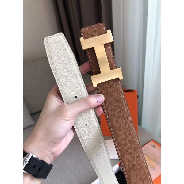Replica Hermes Constance 2 Belt Buckle & Brown/White Epsom