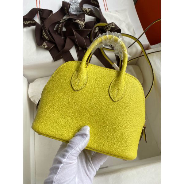 Replica Hermes Bolide 1923 Mini Handmade Bag In Lime Chevre Mysore Leather