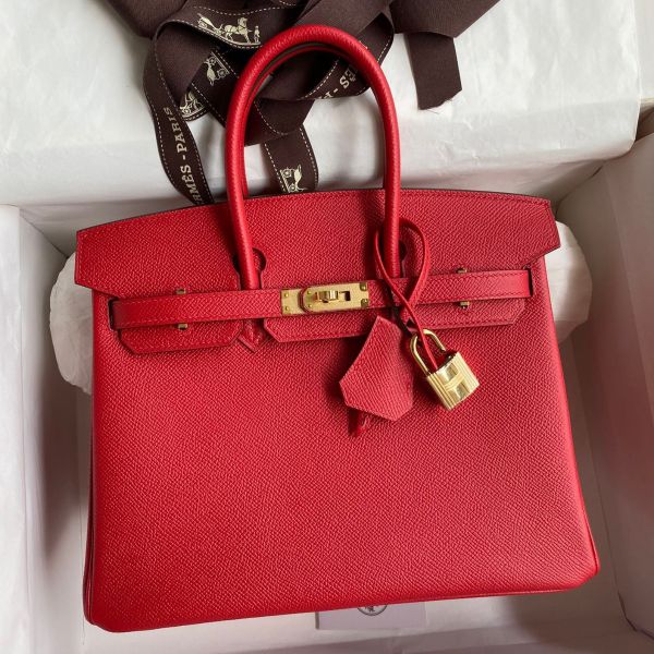 Replica Hermes Birkin 25 Handmade Bag In Red Epsom Calfskin