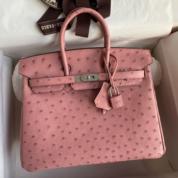 Hermes birkin pink ostrich leather deals