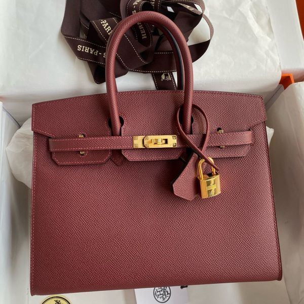 Replica Hermes Birkin 25 Sellier Handmade Bag in Rouge H Epsom Calfskin