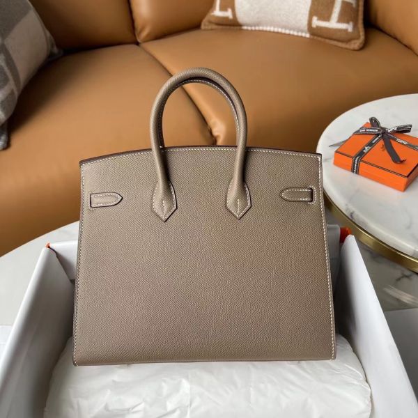Replica Hermes Birkin 25 Sellier Handmade Bag In Taupe Epsom Calfskin