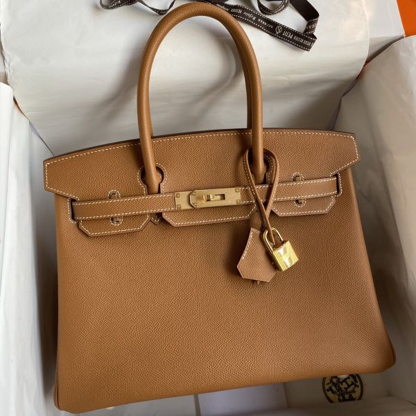 Replica Hermes Birkin 30 Retourne Handmade Bag In Gold Epsom Calfskin