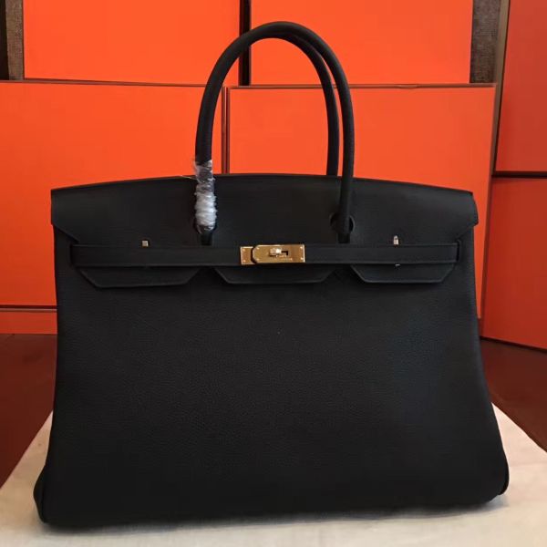 Replica Hermes Birkin 40 Handmade Bag In Black Clemence Leather