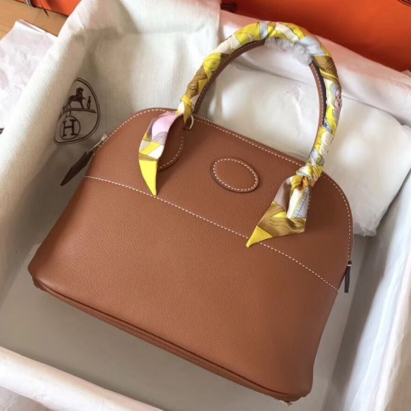 Replica Hermes Bolide 31 Handmade Bag In Gold Clemence Leather