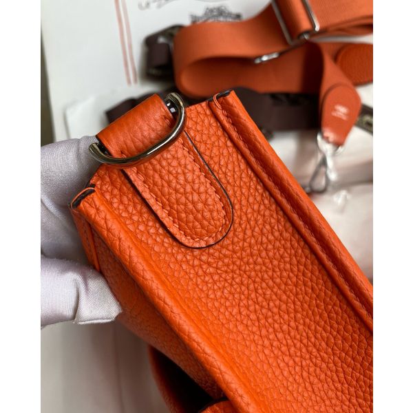 Replica Hermes Evelyne III PM 29 Handmade Bag in Orange Clemence Leather