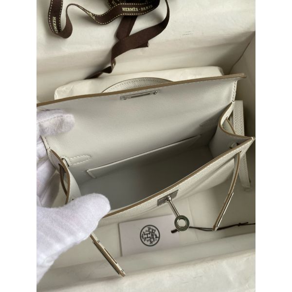Replica Hermes Kelly Mini II Sellier Handmade Bag In Gris Pale Epsom Calfskin