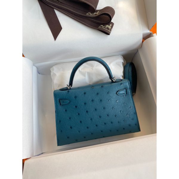 Replica Hermes Kelly Mini II Sellier Handmade Bag In Colvert Ostrich Leather