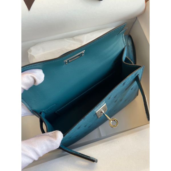 Cobalt ostrich mini kelly deals