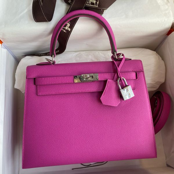 Replica Hermes Kelly Sellier 25 Handmade Bag In Magnolia Epsom Calfskin