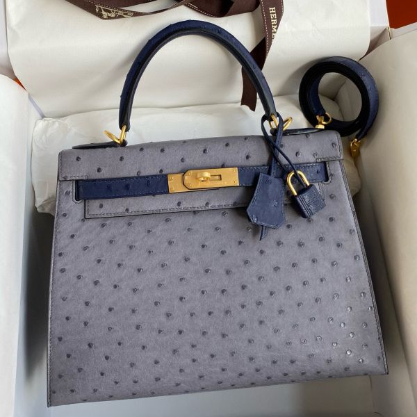 Replica Hermes HSS Kelly 28 Bicolor Bag in Gris Agate and
