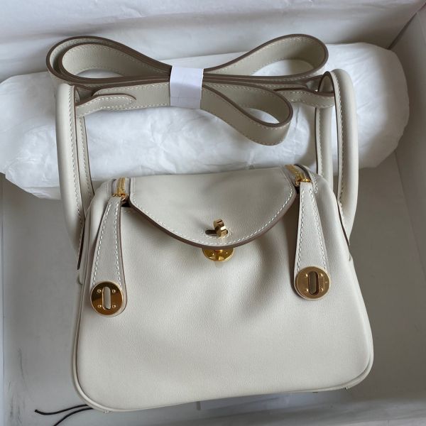 Replica Hermes Mini Lindy Handmade Bag In Craie Swift Leather