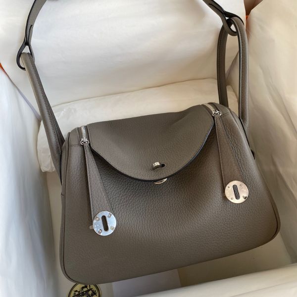 Replica Hermes Lindy 26 Handmade Bag In Etain Clemence Leather
