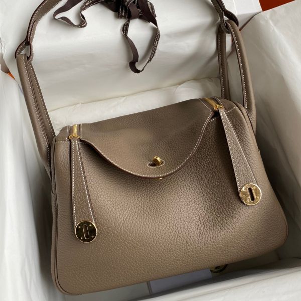 Replica Hermes Lindy 30 Handmade Bag In Taupe Clemence Leather