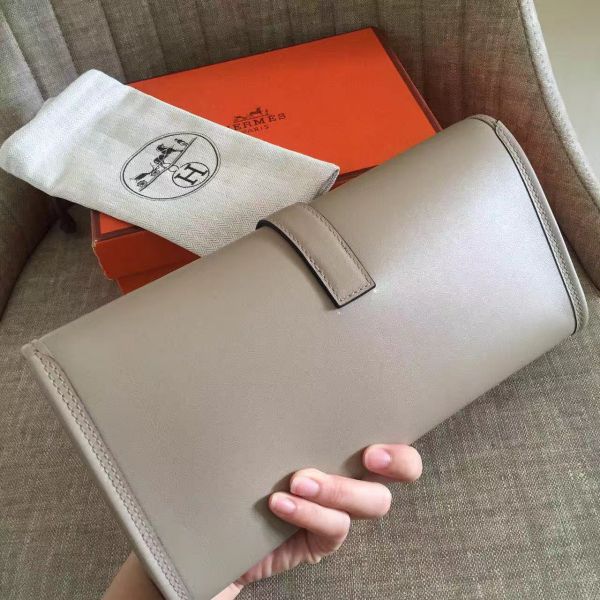 Replica Hermes Jige Elan 29 Clutch In Grey Swift Calfskin