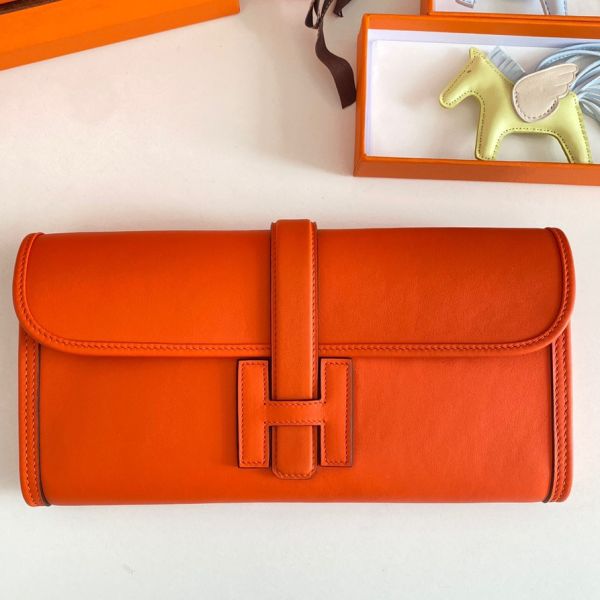 Replica Hermes Jige Elan 29 Clutch Bag In Orange Swift Calfskin