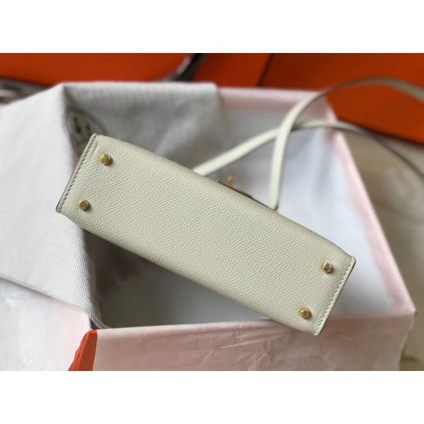 Replica Hermes Kelly Mini II Bag In White Epsom Leather GHW