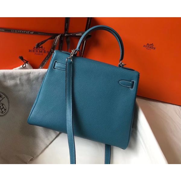 Replica Hermes Kelly 25cm Retourne Bag In Blue Jean Clemence Replica Hermes Kelly 25cm Retourne Bag In Blue Jean Clemence