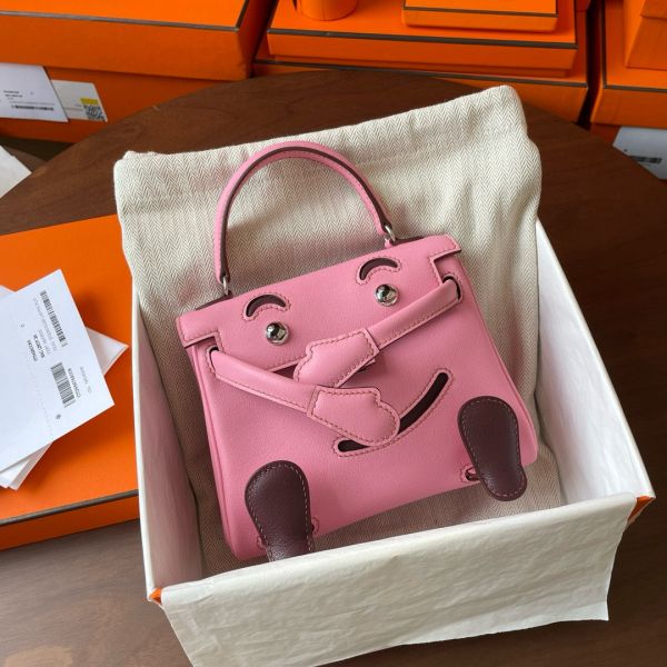 Replica Hermes Kelly Doll Quelle Idole Bag in Pink Swift Calfskin