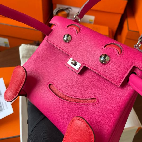 Replica Hermes Kelly Doll Quelle Idole Bag in Rose Mexico Swift Calfskin