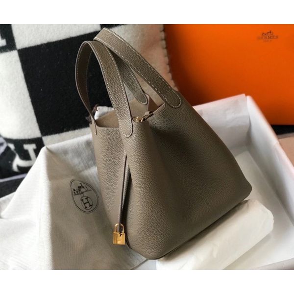 Replica Hermes Picotin Lock 22 Bag In Taupe Clemence Leather Replica Hermes Picotin Lock 22 Bag In Taupe Clemence Leather