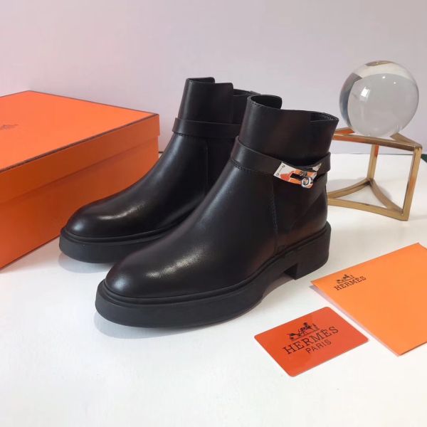Replica Hermes Veo Ankle Boots In Black Calfskin