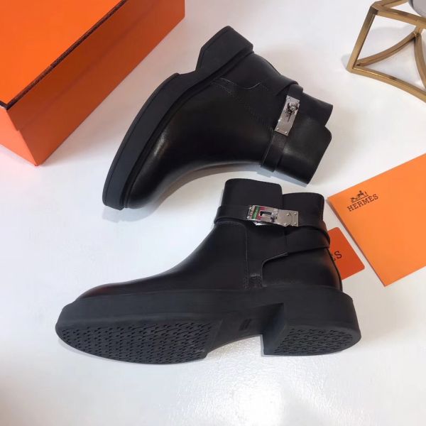 Replica Hermes Veo Ankle Boots In Black Calfskin