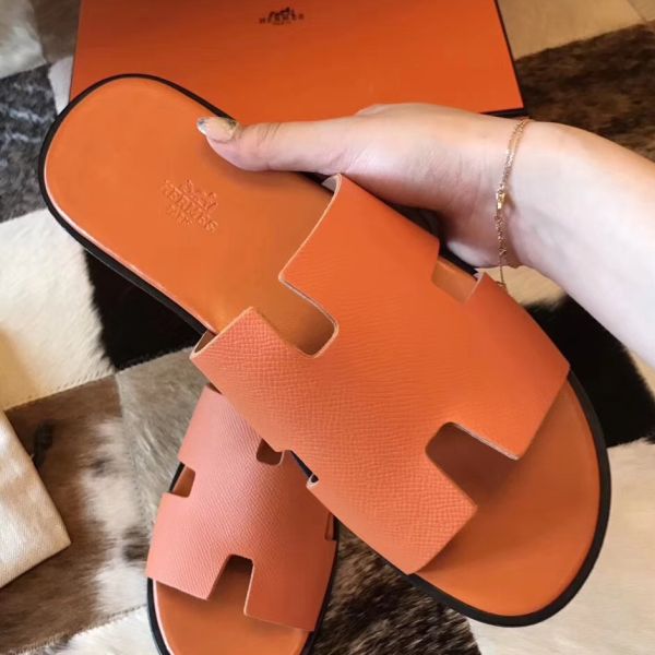 Replica Hermes Izmir Sandals In Orange Epsom Leather