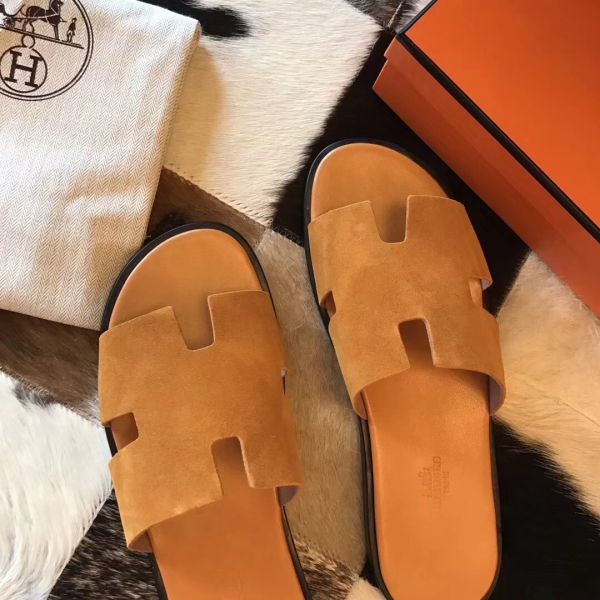 Replica Hermes Izmir Sandals In Orange Suede Leather Replica Hermes Izmir Sandals In Orange Suede Leather