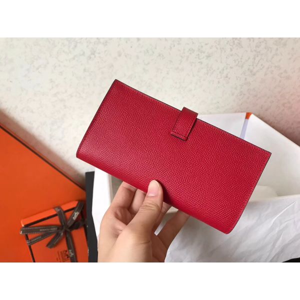 Replica Hermes Red Epsom Bearn Gusset Wallet