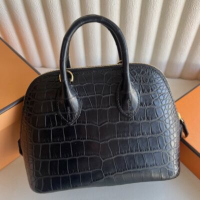 Hermes Bolide 1923 Mini Handmade Bag in Black Matte Alligator