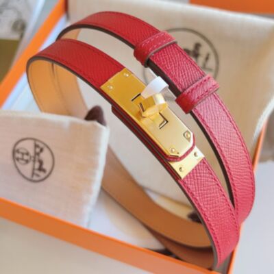 Hermes Kelly 18 Belt in Red Epsom Leather