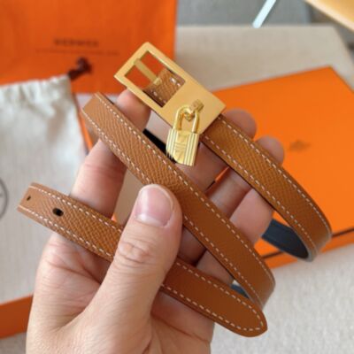 Hermes Lucky 15 Reversible Belt in Gold Epsom Calfskin