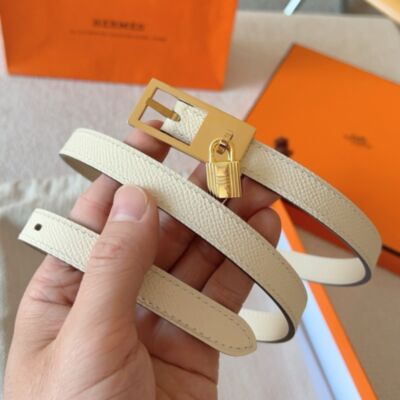 Hermes Lucky 15 Reversible Belt in Nata Epsom Calfskin