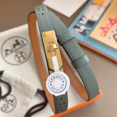 Hermes Kelly Garden Party 18 Belt in Vert Amanda Epsom Calfskin