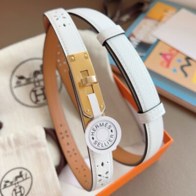 Hermes Kelly Garden Party 18 Belt in White Epsom Calfskin