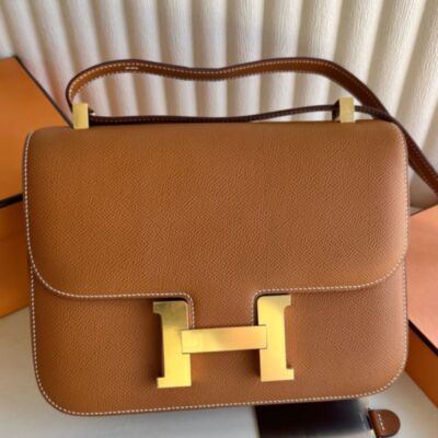Hermes Constance 1-24 Mirror Handmade Bag in Gold Epsom Calfskin