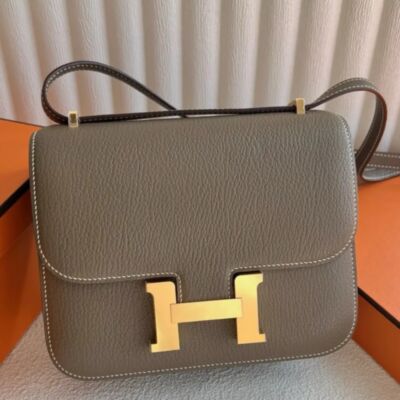 Hermes Constance 18 Handmade Bag in Taupe Chevre Mysore Leather
