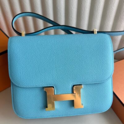 Hermes Constance 18 Handmade Bag in Celeste Epsom Calfskin