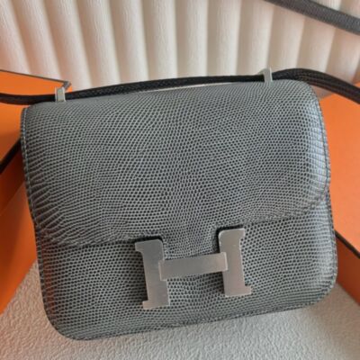 Hermes Constance 18 Handmade Bag in Gris Fonce Lizard Leather