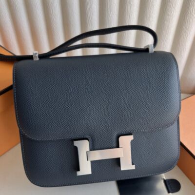 Hermes Constance III Mini 18 Mirror Bag in Blue Nuit Epsom Calfskin