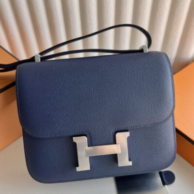 Hermes Constance III Mini 18 Mirror Bag in Blue Saphir Epsom Calfskin