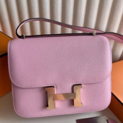 Hermes Constance III Mini 18 Mirror Bag in Mauve Sylvestre Epsom Calfskin