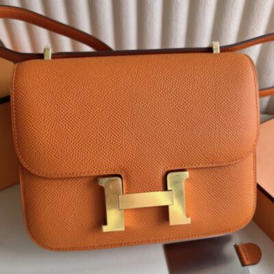 Hermes Constance III Mini 18 Mirror Bag in Orange Epsom Calfskin