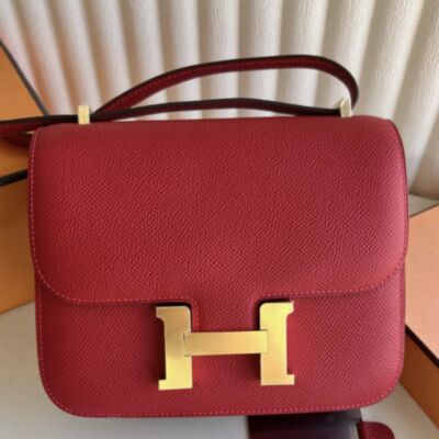 Hermes Constance III Mini 18 Mirror Bag in Rouge Casaque Epsom Calfskin