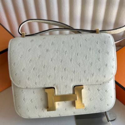 Hermes Constance III Mini 18 Mirror Bag in Nata KK Ostrich Leather