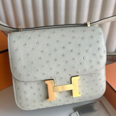 Hermes Constance III Mini 18 Mirror Bag in Parchemin KK Ostrich Leather