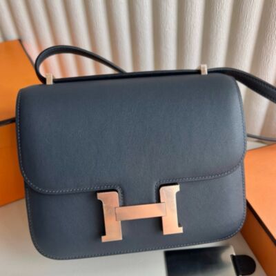 Hermes Constance III Mini 18 Mirror Bag in Dark Blue Swift Calfskin