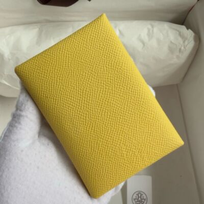 Hermes Calvi Duo Card Holder in Jaune Naples Epsom Calfskin